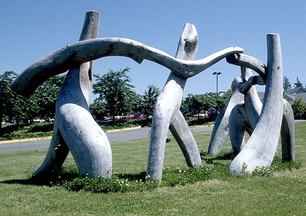 A sculpture by British Columbia artist Michael Dennis at Saghalie Middle School.