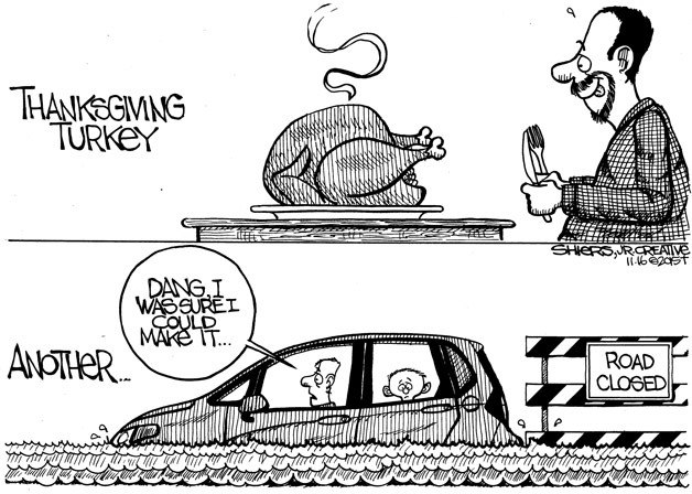 Thanksgiving turkey barriers | Cartoon