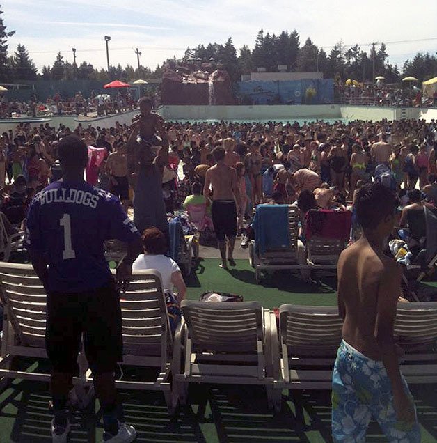 Chuck Boddy of Bremerton posted this photo Saturday of the crowded wave pool at Wild Waves Theme Park. This photo was posted on the Wild Waves Facebook page.