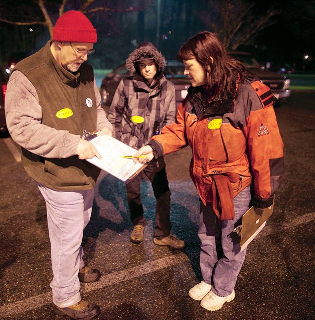 Volunteers from the Federal Way community got together early on a January morning to count the number of homeless people in the city. The purpose of the homeless count is to raise awareness of the amount of people in need in each area of King County.