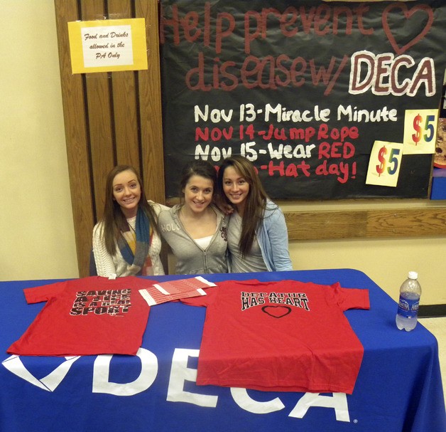Decatur DECA team girls in November during American Heart Association Week. They will be doing other activities in January 2013 for their DECA project.
