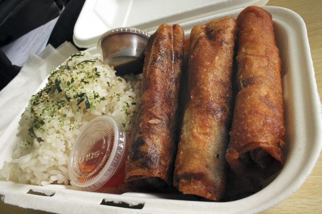 Pictured: Lumpia combo with rice and sweet chili and hoisin sauces. Lumpia World Cuisine is located at 1610 S. 341st Pl.