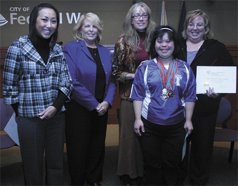 From left: Mary Do of Special Olympics Washington; Rose Ehl of the Federal Way Farmers Market; Jennifer Dovey of Windermere Real Estate; Kimberly Bench