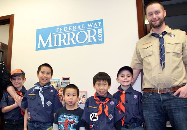 Tiger Scouts pack 955 and family members (left to right) Noah Saeger