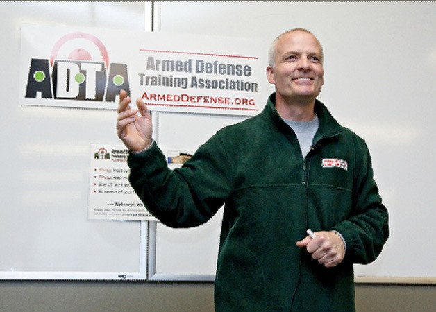 Kyle Sumpter was the guest speaker at the May 4 meeting of the Armed Defense Training Association (ADTA) in Federal Way.