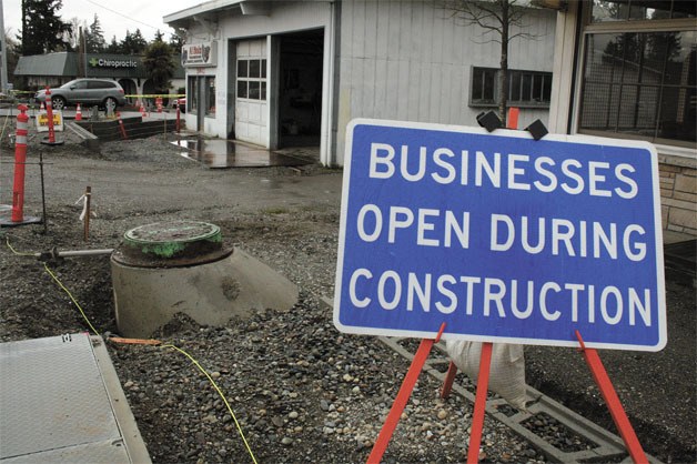 Construction on Pacific Highway South affects access to businesses