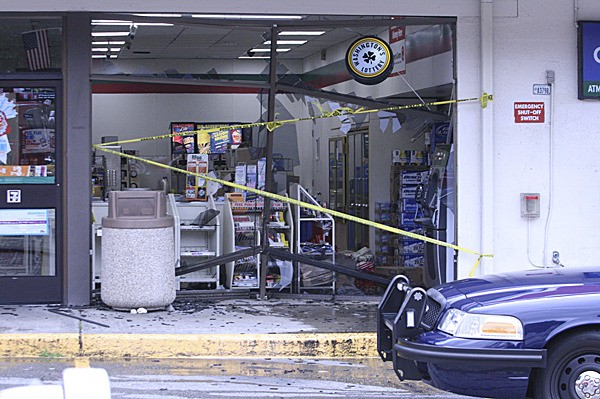 There were no injuries reported after a woman rammed through the front window of a 7/11 at the intersection of SW 312th St. and 1st Ave. S. Tuesday morning.