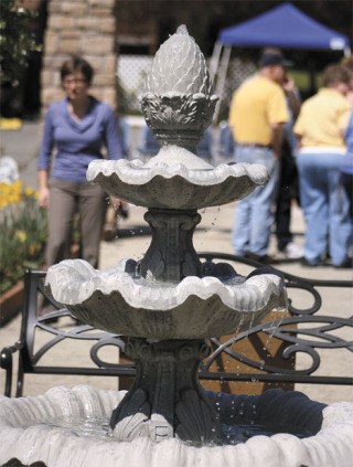 A fountain marks the center of the new community garden at the Federal Way Senior Center. The garden officially opened May 1.