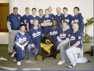 Members of the Decatur High School varsity baseball team pose for a photo during their April 17 visit to the Mary Bridge Children’s Hospital in Tacoma. The Gators have visited sick kids at the facility for the last three years.