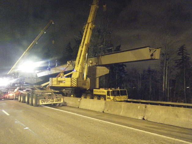 WSDOT crews are setting girders across I-5 this month in Federal Way.