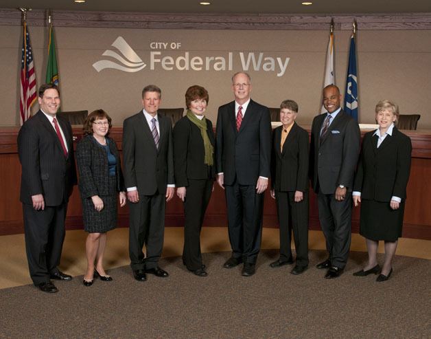 The Federal Way City Council in 2012. Pictured left to right: Jim Ferrell