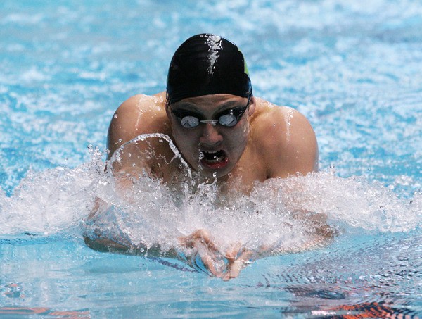 Todd Beamer senior Cole Um finished in fifth place in the 100-yard breaststroke at the Class 4A State Swimming and Diving Championships at the King County Aquatic Center Saturday. The Titans finished second as a team.