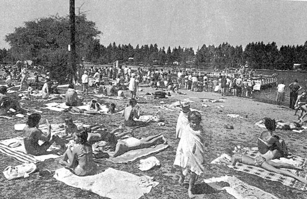 Sunbathers at Steel Lake Park in 1968 in a photo that was featured in the Federal Way News. Courtesy of Historical Society of Federal Way