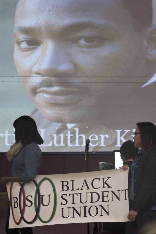 A celebration of civil rights icon Martin Luther King was held Jan. 18 at Thomas Jefferson High School in Federal Way. Pictured: The Black Student Union at TJHS gave a presentation on famous African Americans.