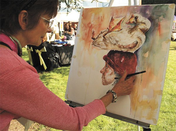 Fran Velling creates a painting during the 2009 festival.