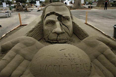 Rain damaged a few sculptures