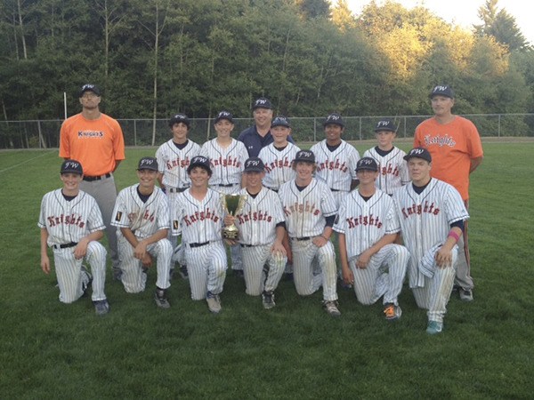 The 13-under Federal Way Knights won the state championship in the Sandy Koufax Baseball League playoffs Wednesday with a 16-8 win over the Snohomish Sox in five innings.