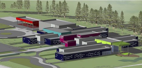 A rendering of the new Lakeland Elementary School. Colors print slightly different then they appear