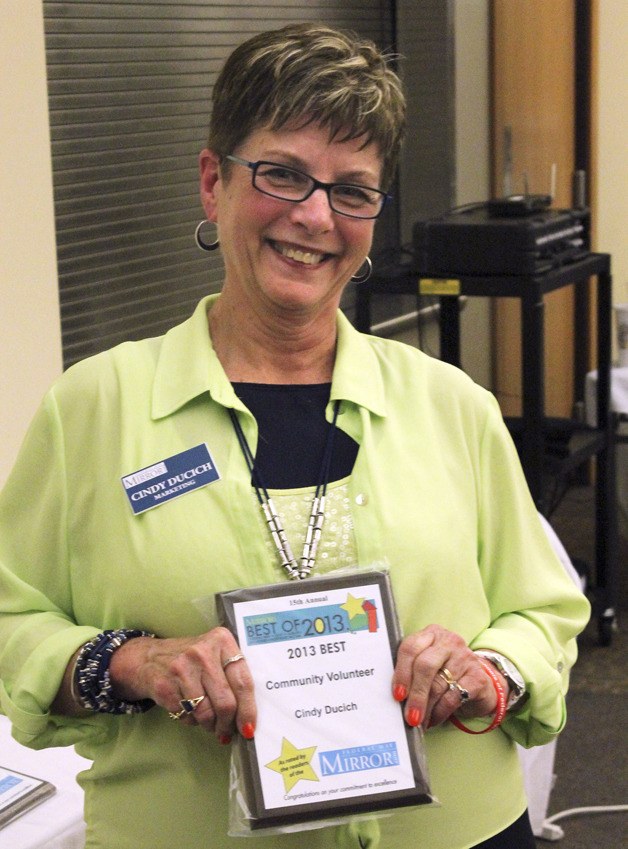 Cindy Ducich is a marketing consultant with the Federal Way Mirror. She was named top community volunteer in the Best of Federal Way 2013 awards.