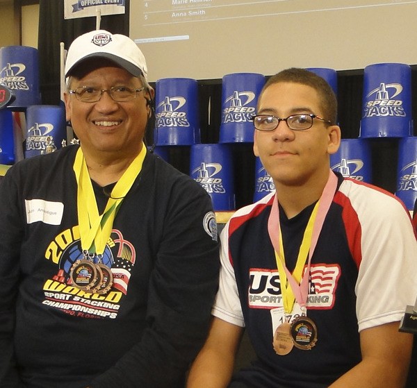 Federal Way residents Jon Ansotigue (left) and Ezekiel McDowell competed at the 2013 World Sport Stacking Championship in Orlando