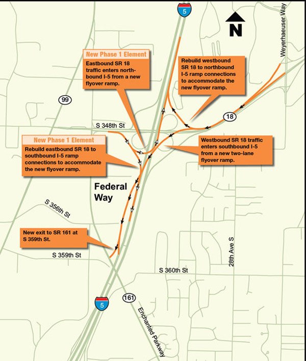 This map shows the first phase of the Triangle Project improvements.