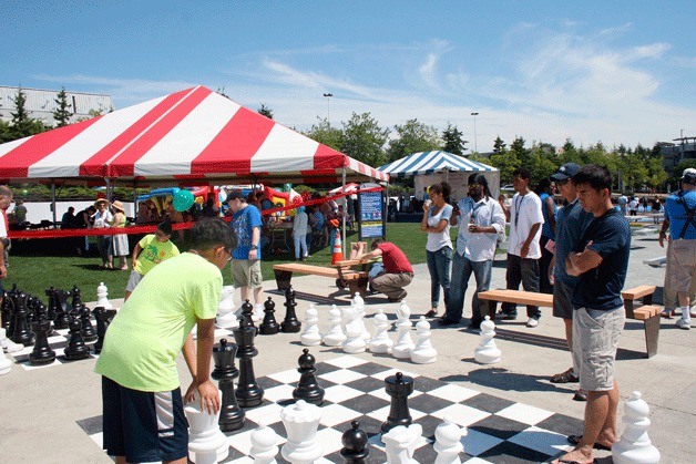 Town Square Park features a chess game with large pieces