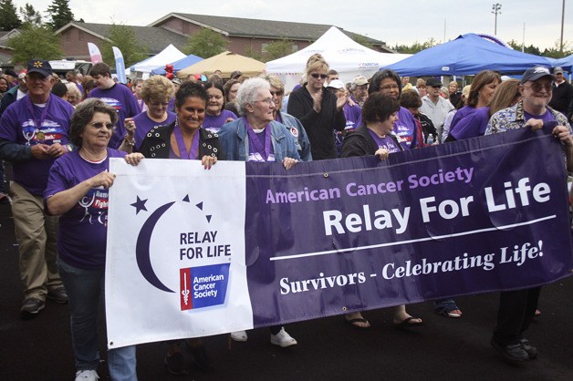 The annual Relay for Life to benefit the American Cancer Society took place June 1-2 at Saghalie Middle School's track. Pictured: The first lap