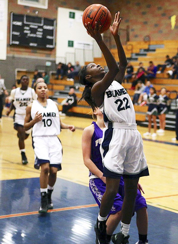 Todd Beamer freshman Bria Rice (22) finished with a game-high 20 points during the Titans' SPSL South-clinching win over Puyallup Tuesday. Beamer is 16-3 on the season and 14-1 in the SPSL South.