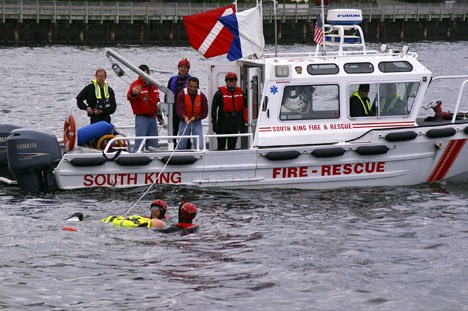 South King Fire and Rescue’s Technical Rescue Team (pictured April 24) held three days of training in local waters to practice and increase their skills in Puget Sound.