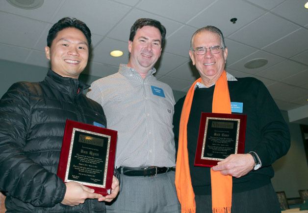 Outgoing Mirror Editorial Board members Don Hyun (left) and Bob Case (right) with publisher Rudi Alcott.