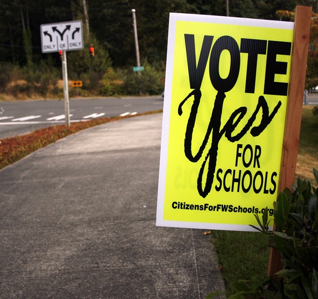 A sign near South 320th Street in Federal Way that supports the capital projects levy for the November general election.