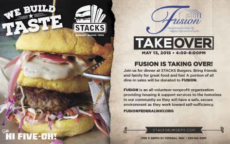 FUSION and Stacks Burgers will host a fundraiser supper from 4-8 p.m. on Wednesday