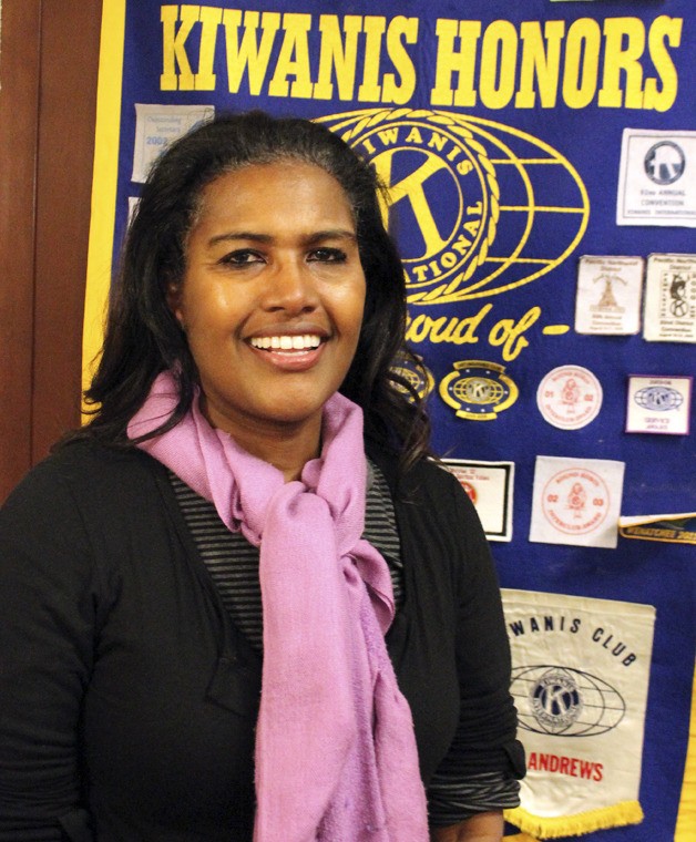 Lydia Assefa-Dawson shared her story at the Federal Way Kiwanis Club meeting Jan. 30 at Twin Lakes Golf and Country Club.