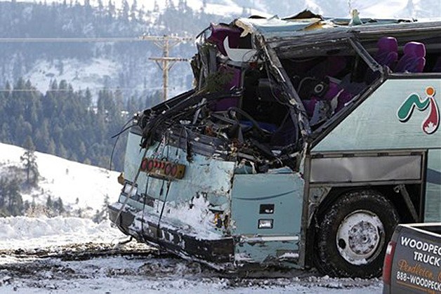 The Dec. 30 crash in Eastern Oregon's Blue Mountains is considered among the deadliest in the state's history. A tour bus crashed through a guardrail and rolled down an embankment along an icy Interstate 84.
