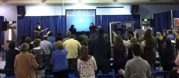A scene from the worship service last weekend at Northwest Church's satellite campus in north Federal Way.