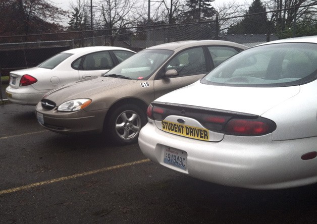 Pictured: Drivers ed cars. Nearly 800 students graduated from the school district’s traffic safety program last year.