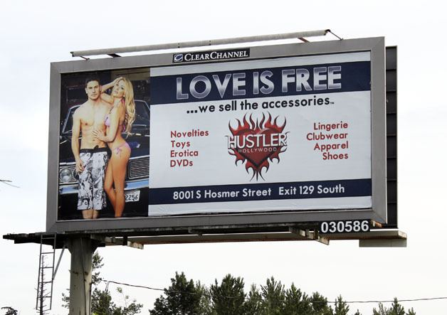 A billboard for adult store Hustler Hollywood recently appeared on the stretch of Pacific Highway South between South 348th and South 356th streets in Federal Way.