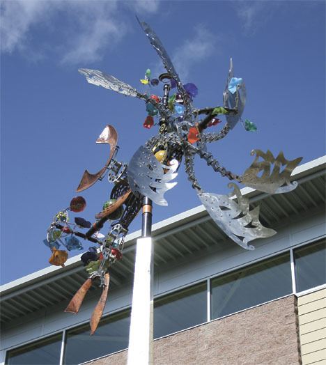 The Kinetic Sculpture just moved from the skate park at Steel Lake Park to the front of the Federal Way Community Center.