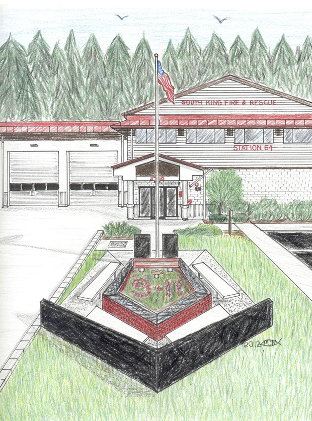Rendering of the proposed 9/11 memorial at South King Fire and Rescue station 64