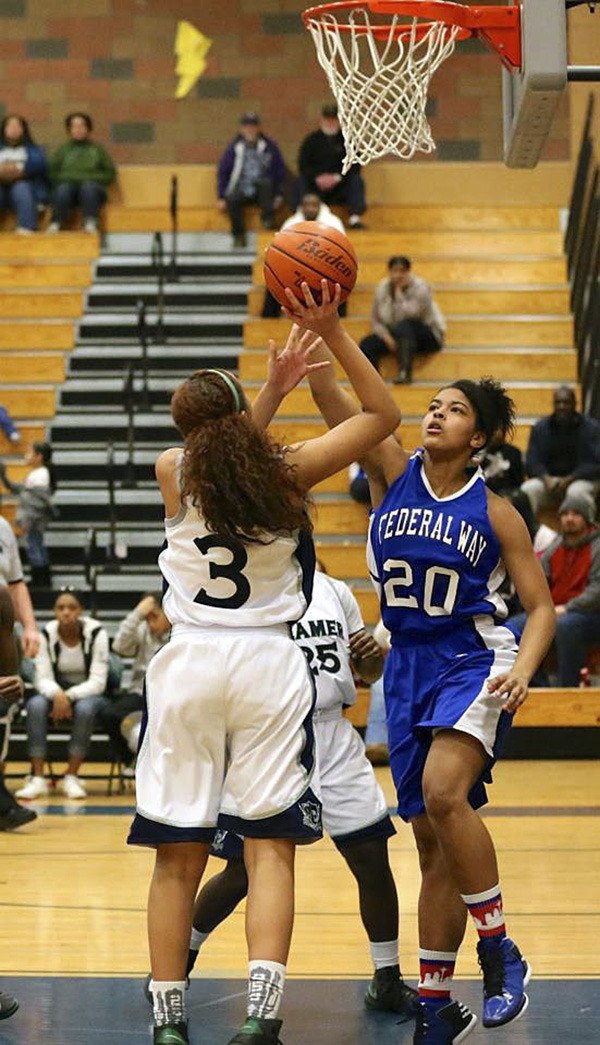 Federal Way senior Raven Benton (20) averaged close to 27 points a game for the Eagles. Benton is the Mirror's 2013 Girls Basketball Player of the Year.