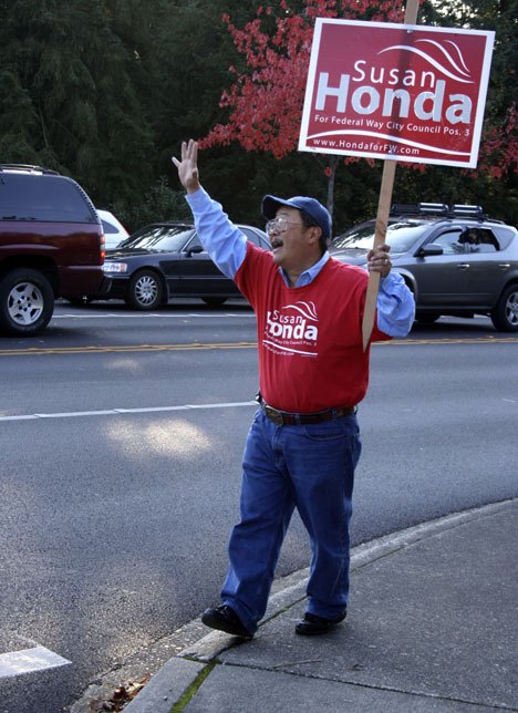 Bruce Honda was a sign-waving machine at Federal Way intersections this fall while campaigning for his wife