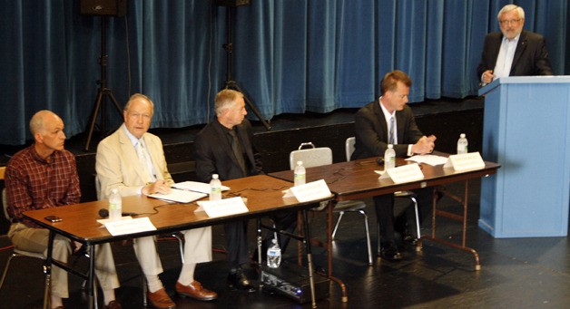 Candidates for District 9 Congress participated in a forum July 21 at Federal Way High School. Pictured left to right: Adam Smith