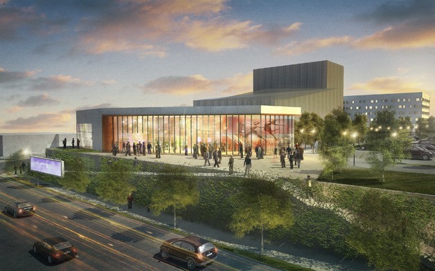 Rendering of the proposed performing arts and conference center on 20th Avenue South near the Federal Way Transit Center.