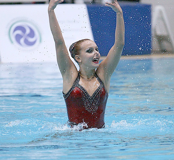 Thomas Jefferson High School graduate Katie LaBounty performs in 2011 on the Ohio State University's Buckeyes' synchronized swim team. Ohio State won the 2011 collegiate and U.S. national championships in 2011.