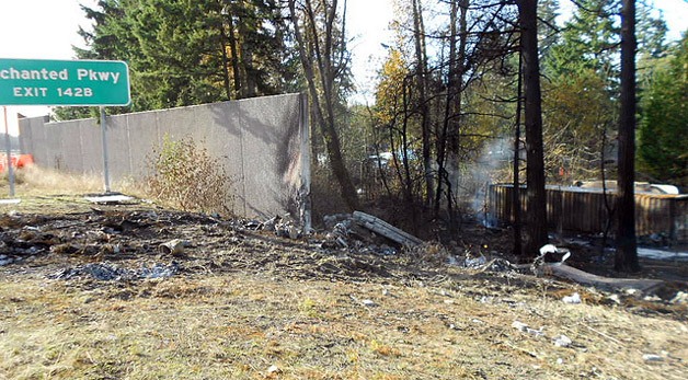 A sound wall along I-5 was damaged in a tanker truck explosion last November.