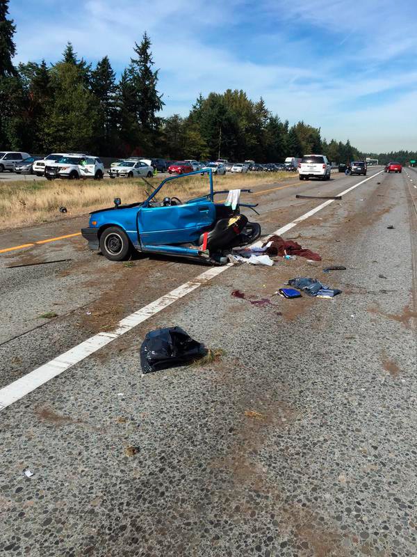 A serious collision involving six vehicles blocked all northbound Interstate 5 lanes near South 314th Street in Federal Way on Monday afternoon.
