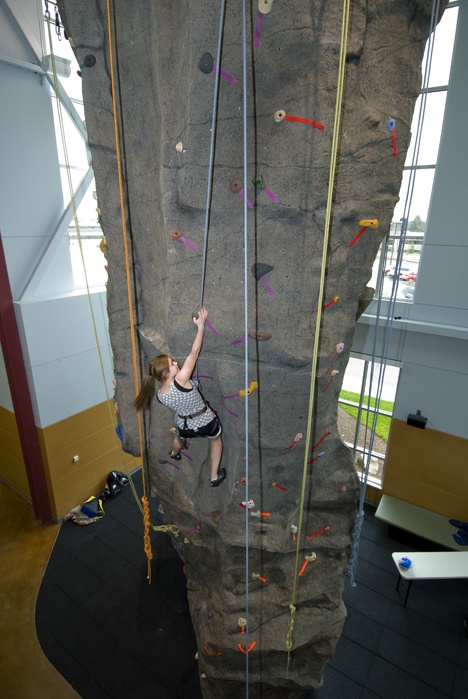 The rock climbing wall at the Federal Way Community Center is available for all ages and fitness levels.