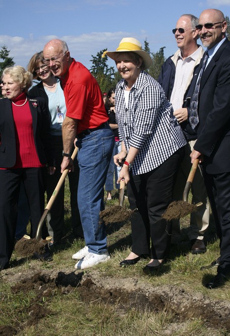 A groundbreaking ceremony for Truman High School's community garden was held Sept. 22. Pictured left to right: Carol Stanley