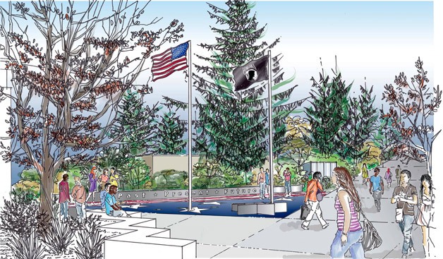 An architect's rendering of the Veterans Memorial Plaza at Highline College.