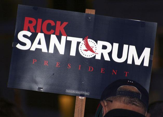 Republican presidential contender and former U.S. Sen. Rick Santorum (R-Pa) spoke at a rally Monday night in downtown Tacoma.